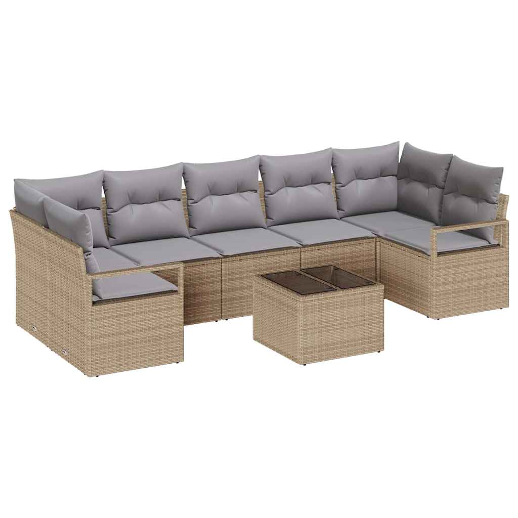 Set di divani 8 pcs Beige e grigio polyrattan - immagine 2