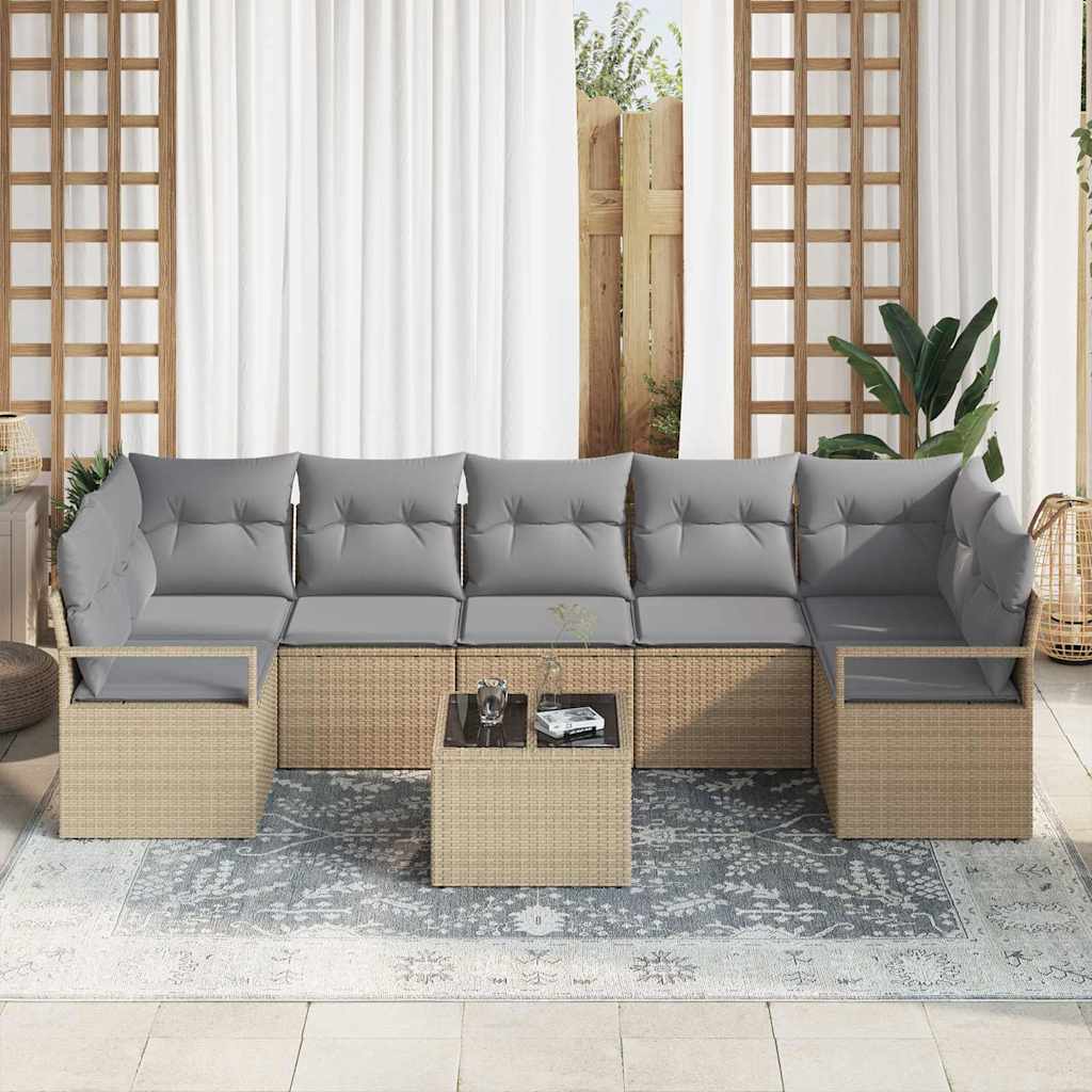Set di divani 8 pcs Beige e grigio polyrattan - immagine 3