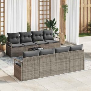 Set di divani 7 pcs Grigio polyrattan