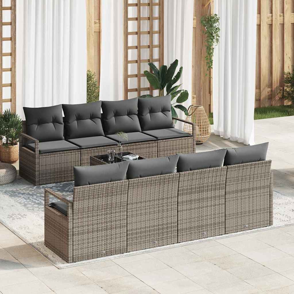 Set di divani 7 pcs Grigio polyrattan