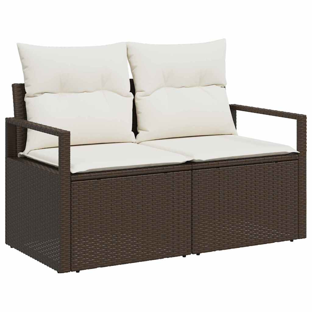 Set Divano da Giardino 5 pcs Nero Poly Rattan - immagine 2