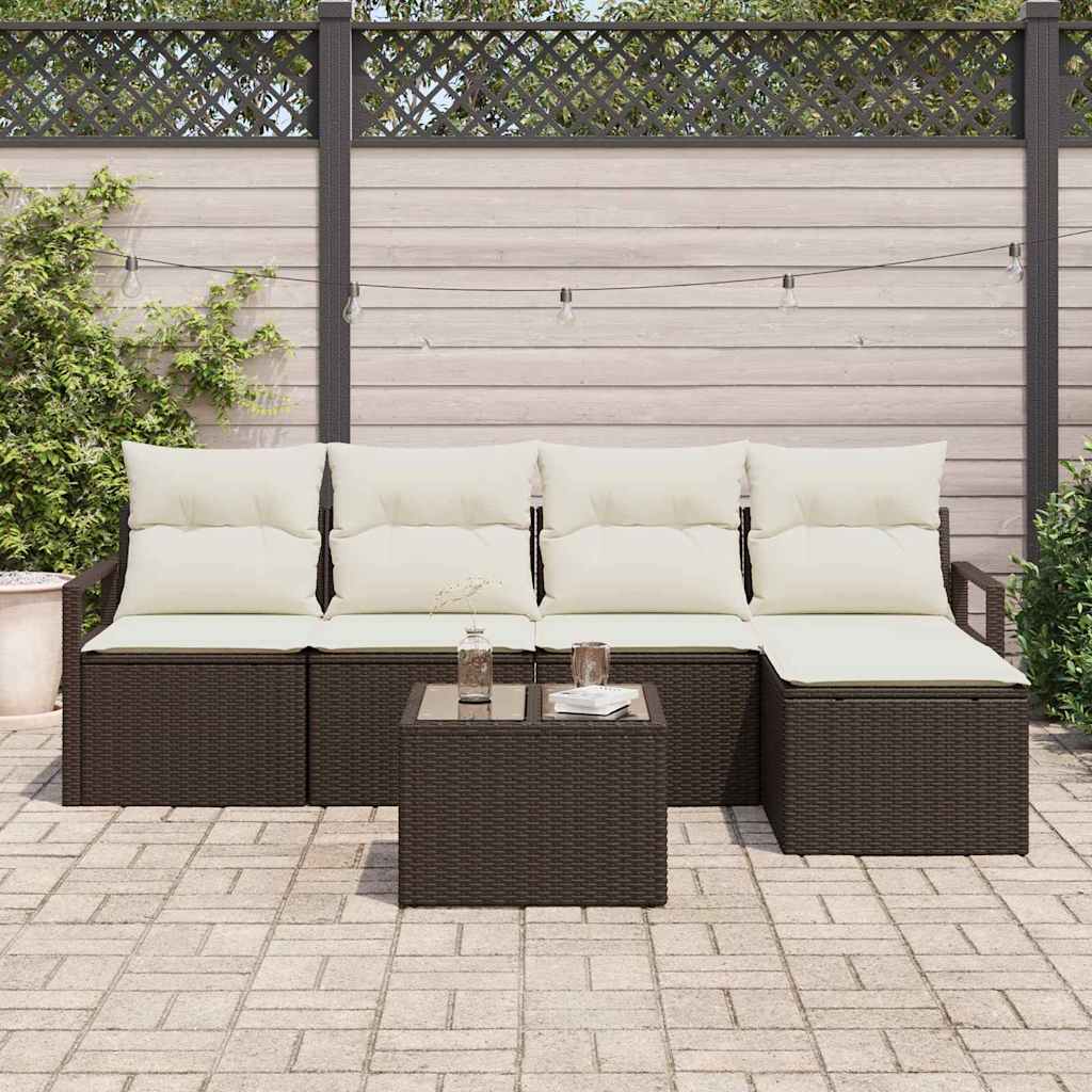 Set Divano da Giardino 5 pcs Nero Poly Rattan - immagine 3