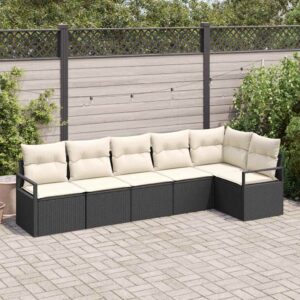 Set di divani 6 pcs Nero polyrattan