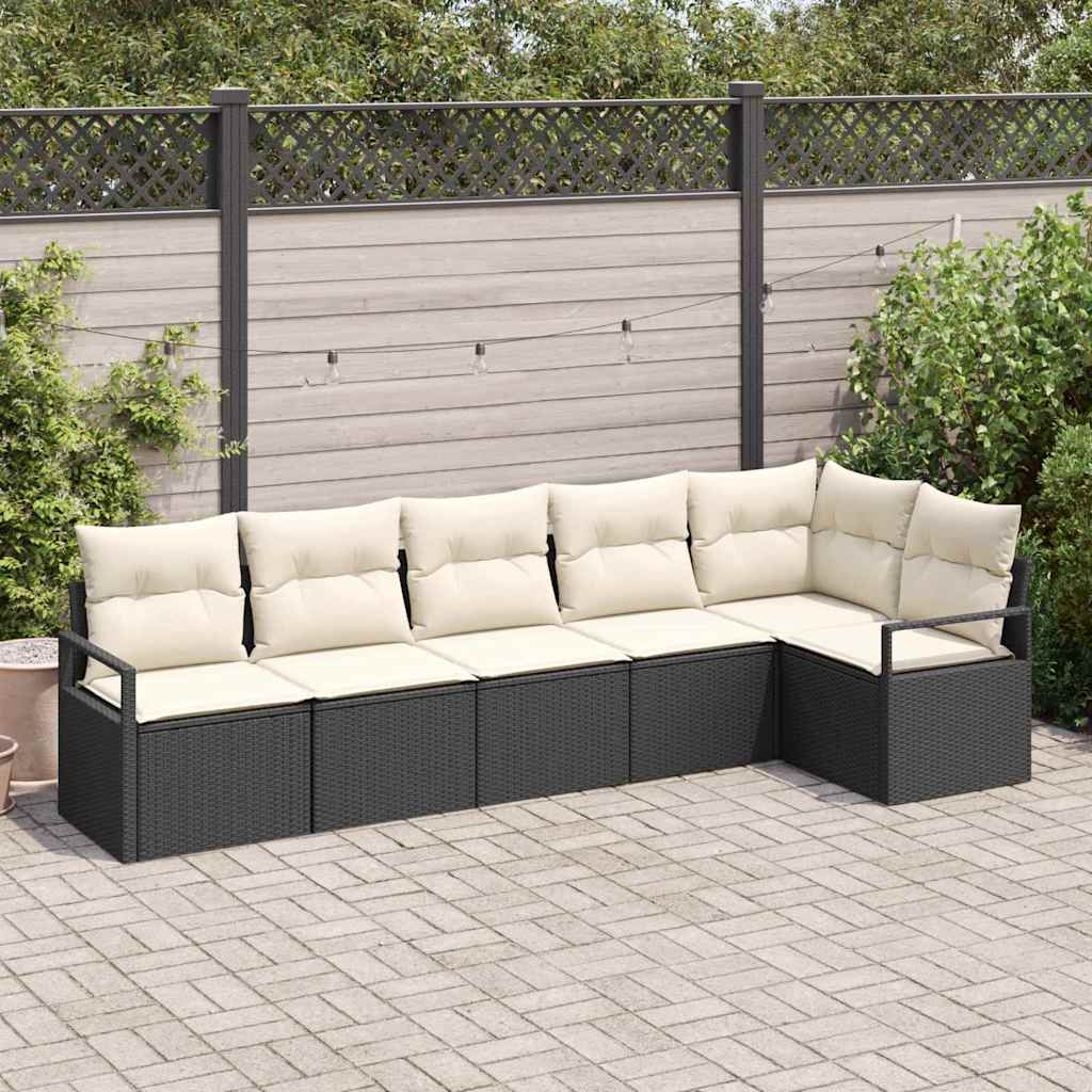 Set di divani 6 pcs Nero polyrattan