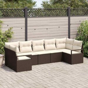 Set Divano da Giardino 7 pcs Marrone Poly Rattan