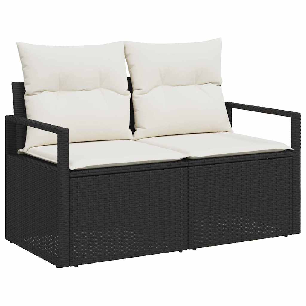 Set Divano da Giardino 9 pcs Nero Poly Rattan - immagine 4