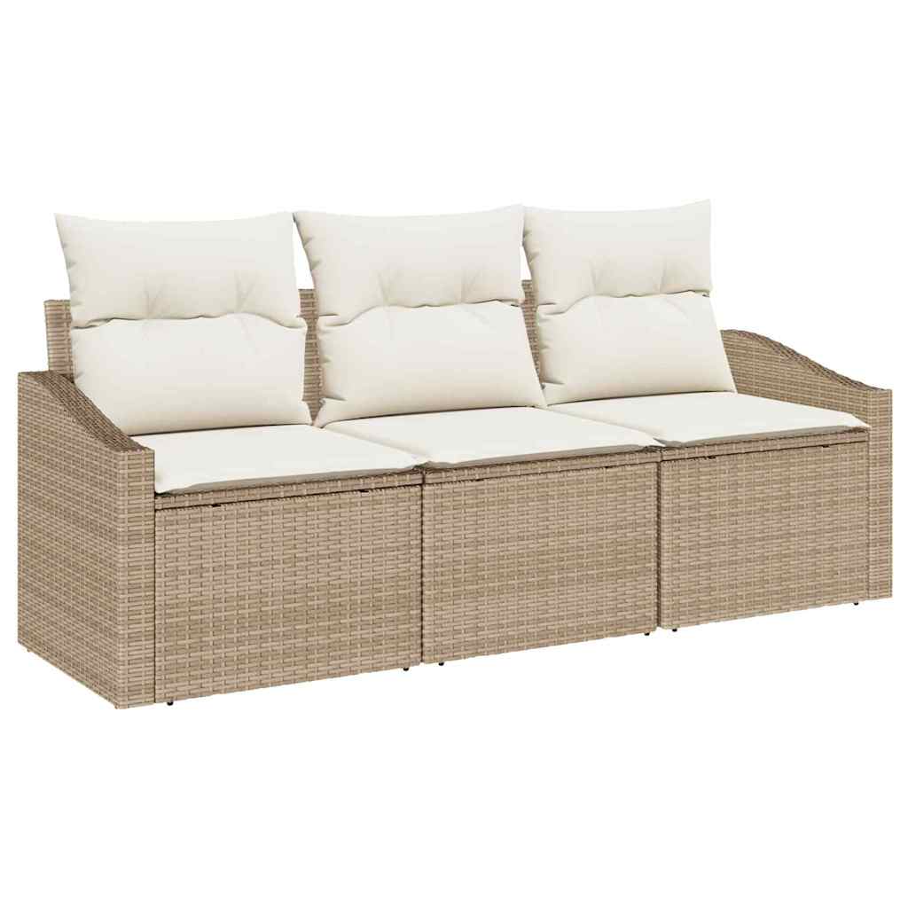 Set Divano da Giardino 3 pcs Beige Poly Rattan - immagine 2