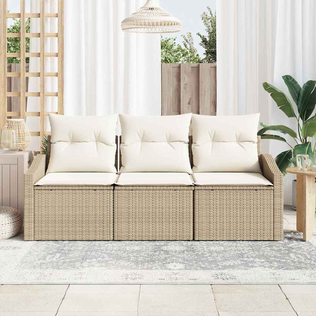 Set Divano da Giardino 3 pcs Beige Poly Rattan - immagine 3