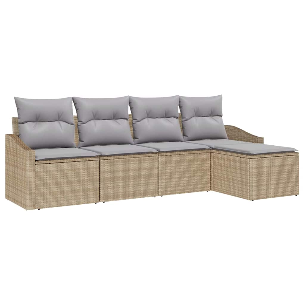 Set di divani con cuscino 5 pcs Beige polyrattan - immagine 2