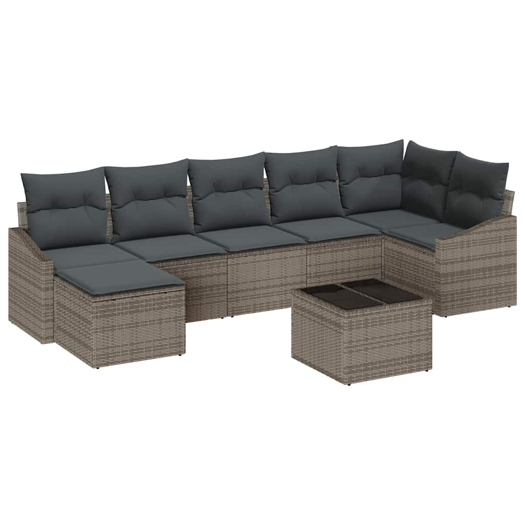 Set di divani con cuscino 8 pcs Grigio polyrattan - immagine 2