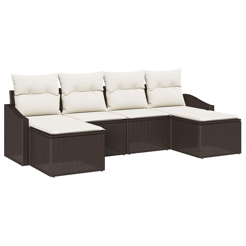 Set di divani con cuscino 6 pcs Nero polyrattan - immagine 2