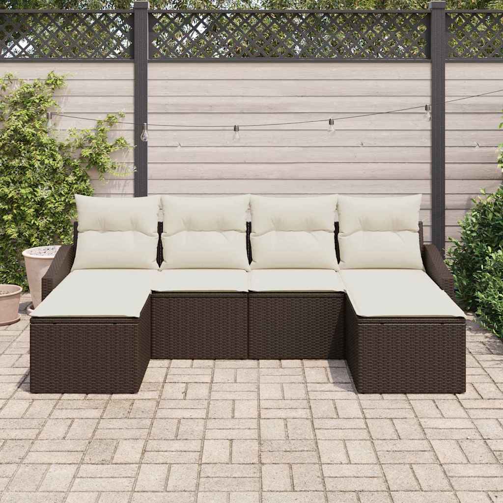 Set di divani con cuscino 6 pcs Nero polyrattan - immagine 3