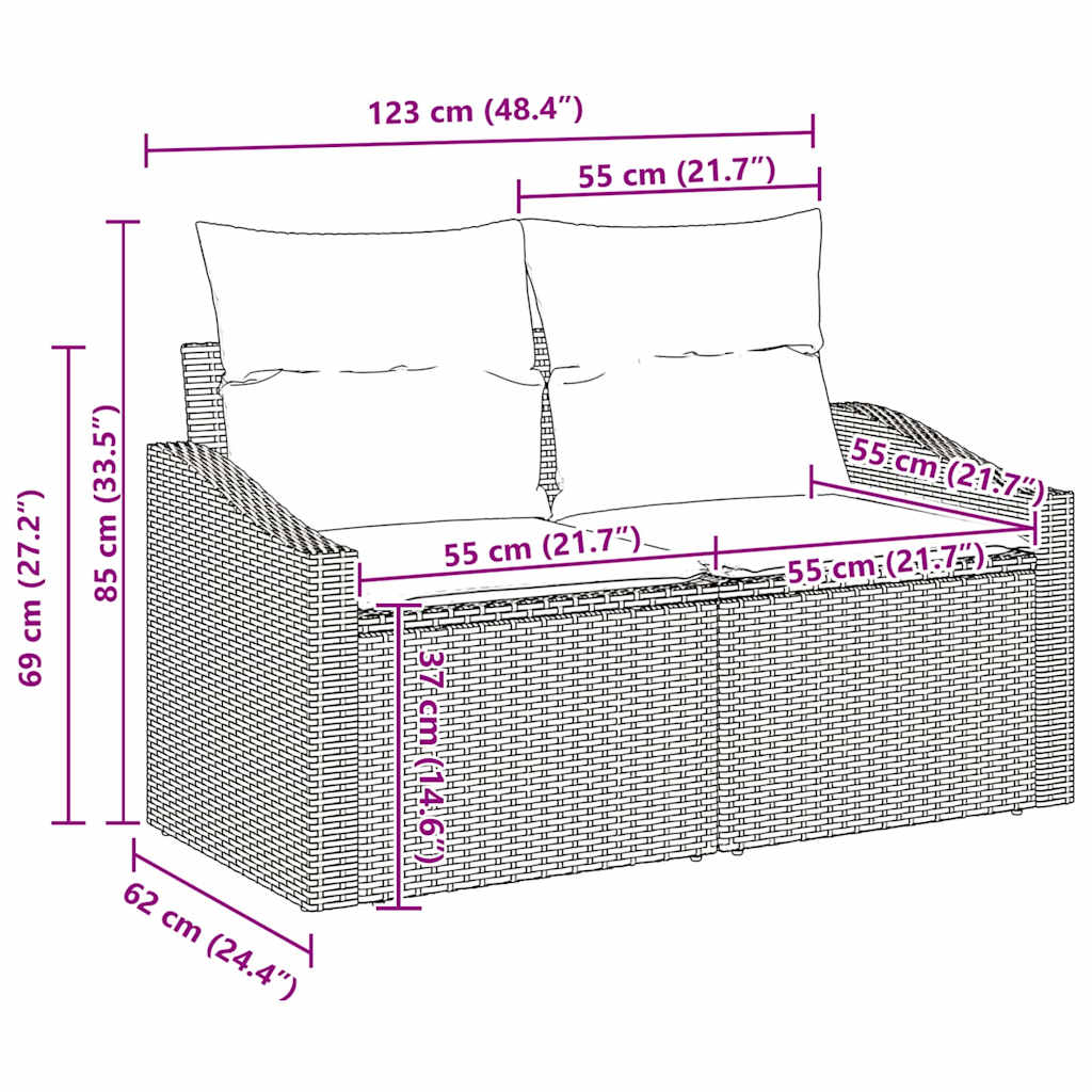 Set di divani con cuscino 6 pcs Nero polyrattan - immagine 9