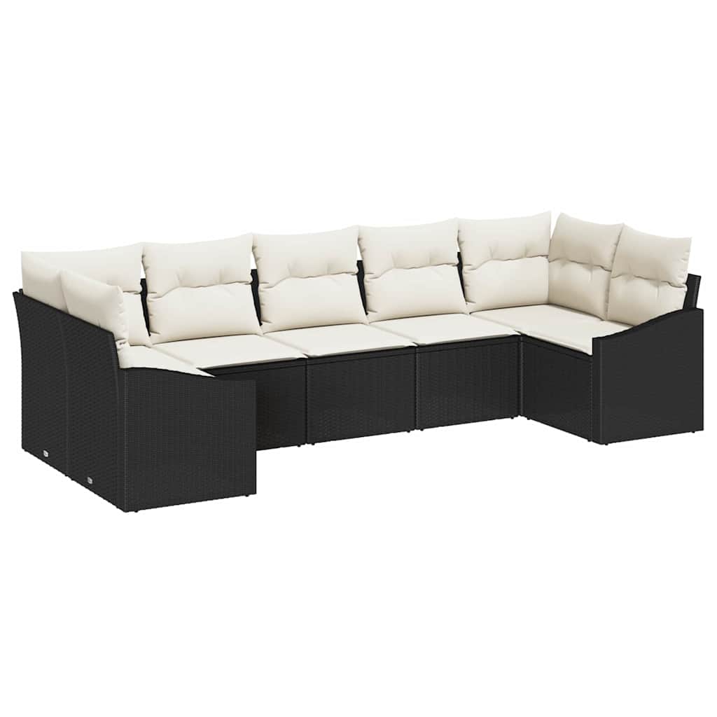 Set di divani con cuscino 7 pcs Nero polyrattan - immagine 2
