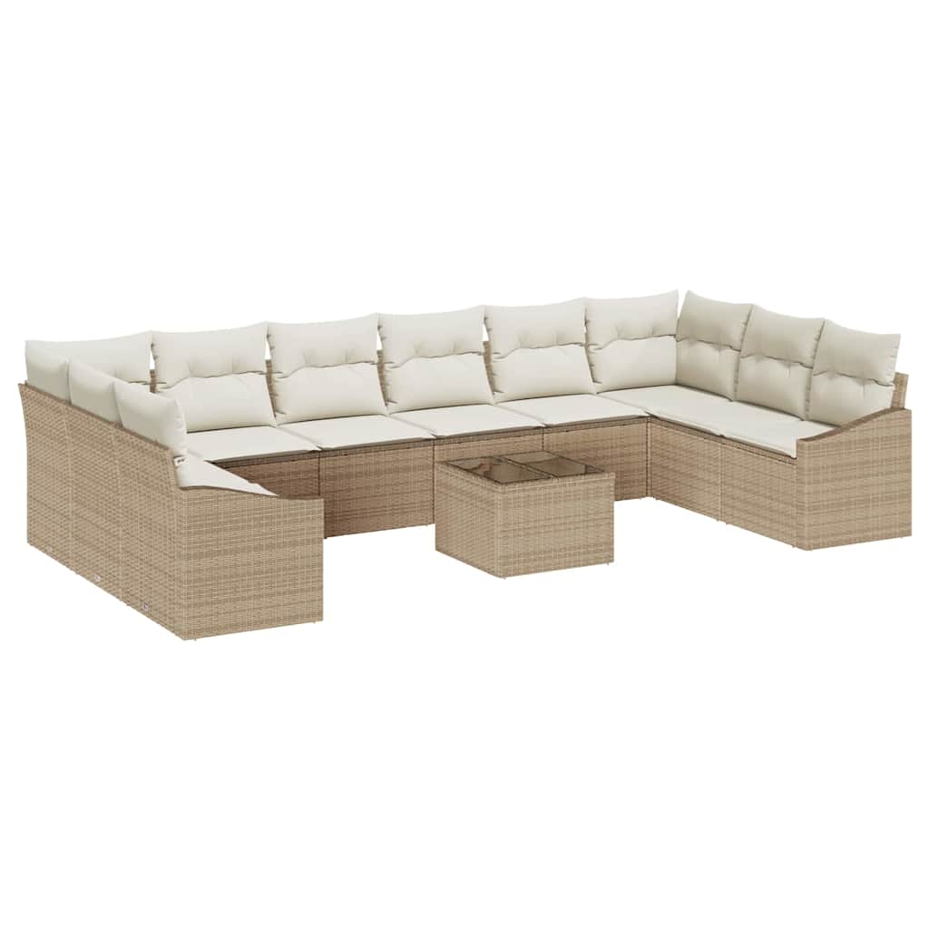 Set di divani con cuscino 10 pcs Beige polyrattan - immagine 2
