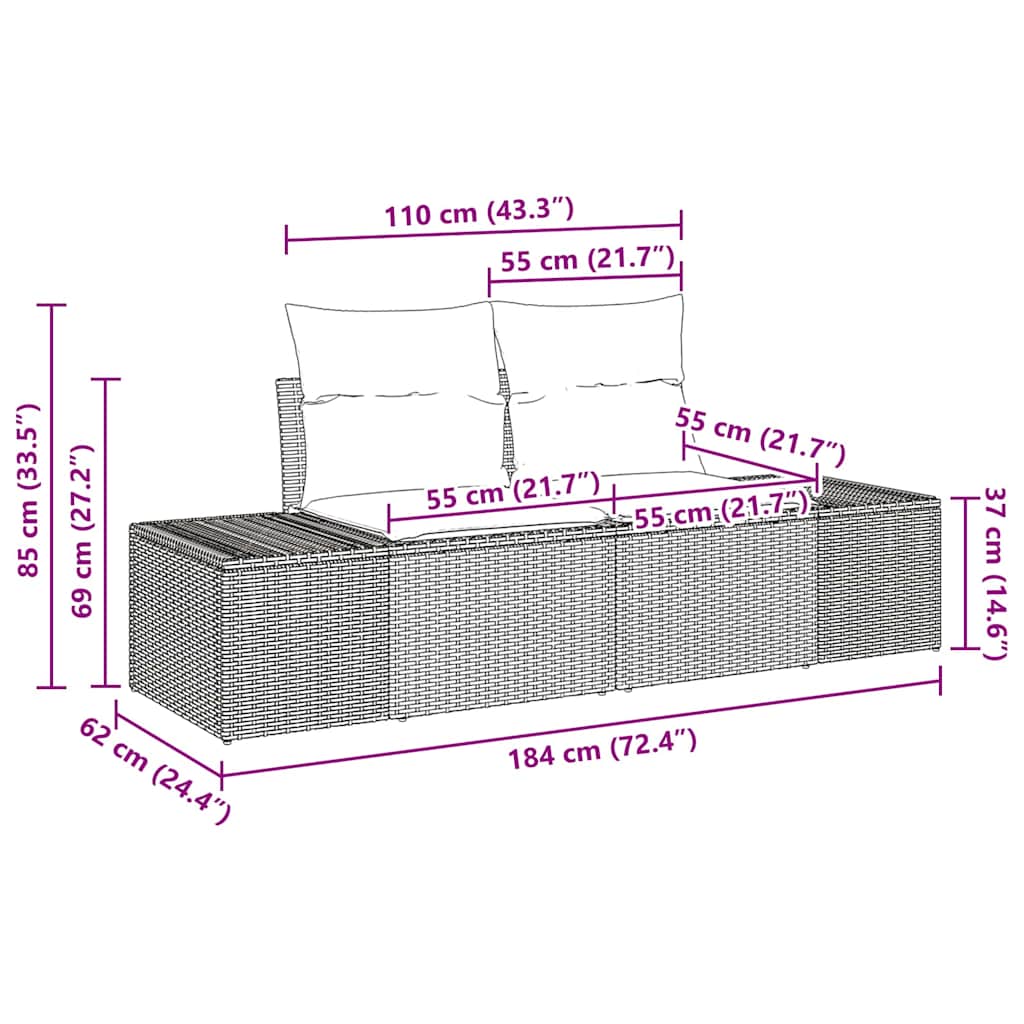 Set Divano da Giardino 6 pcs Marrone Poly Rattan - immagine 9