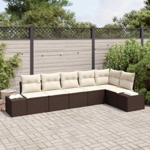 Set Divano da Giardino 6 pcs Beige e grigio polyrattan