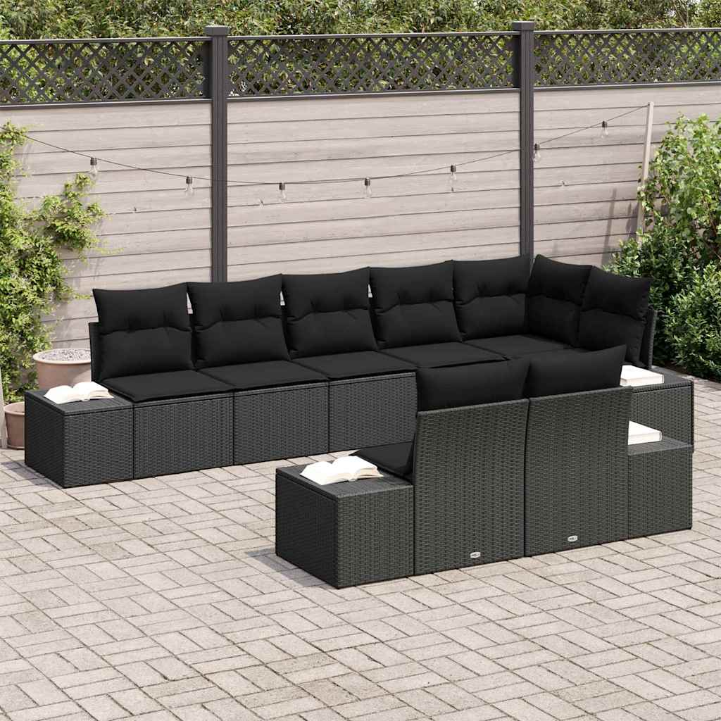 Set Divano da Giardino 8 pcs Nero e Crema polyrattan - immagine 3