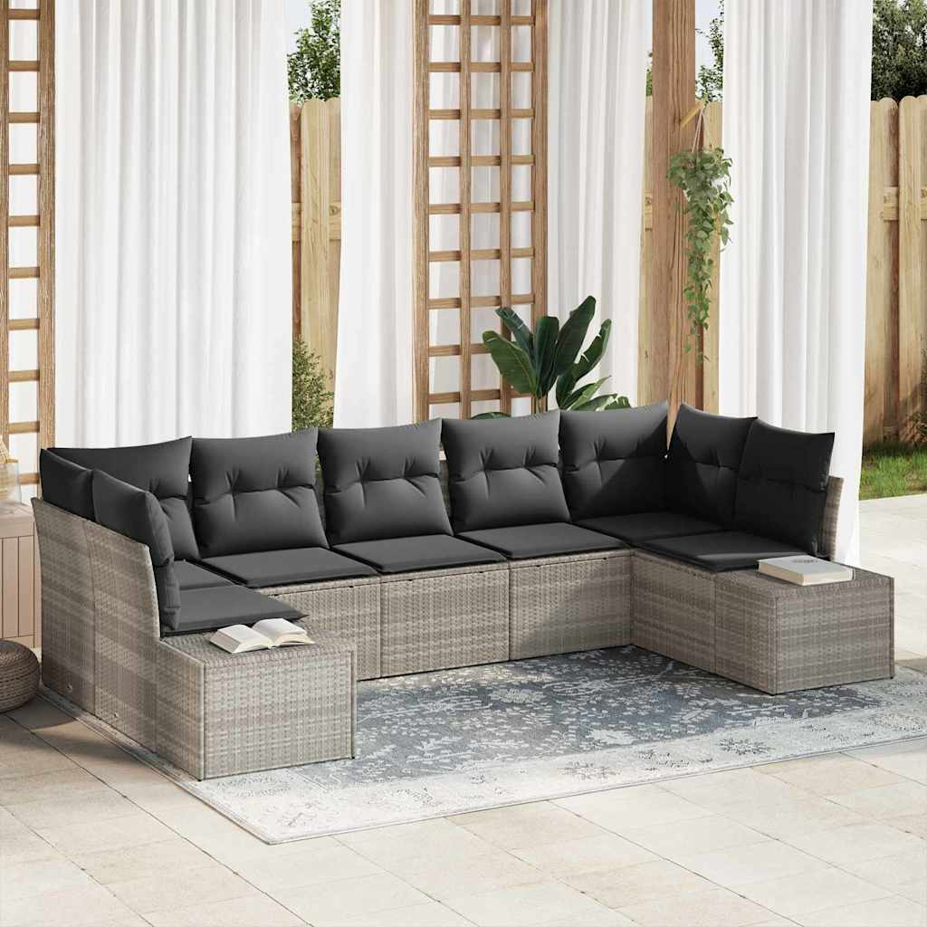 Set Divano da Giardino 7 pcs Grigio chiaro polyrattan