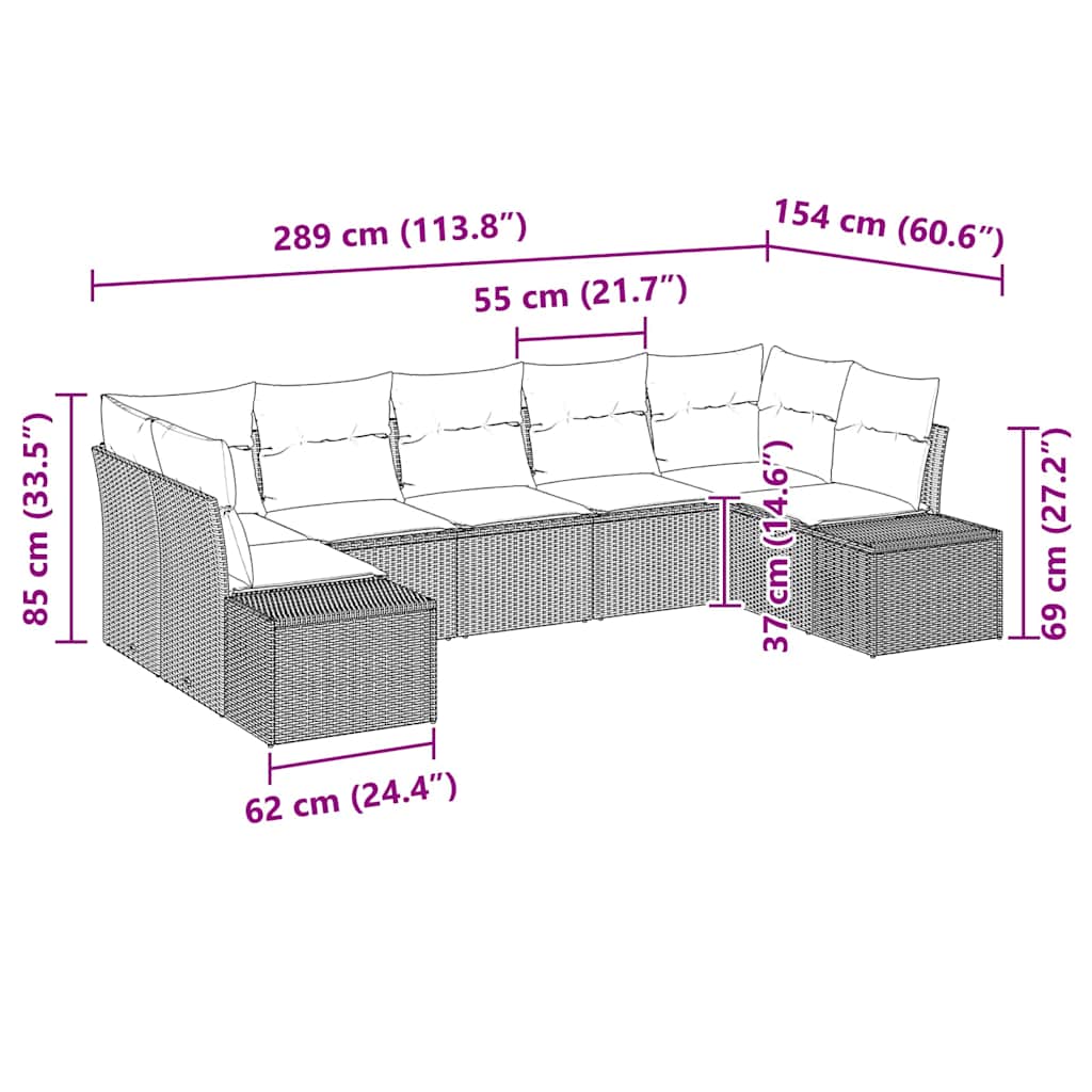 Set Divano da Giardino 7 pcs Grigio chiaro polyrattan - immagine 8