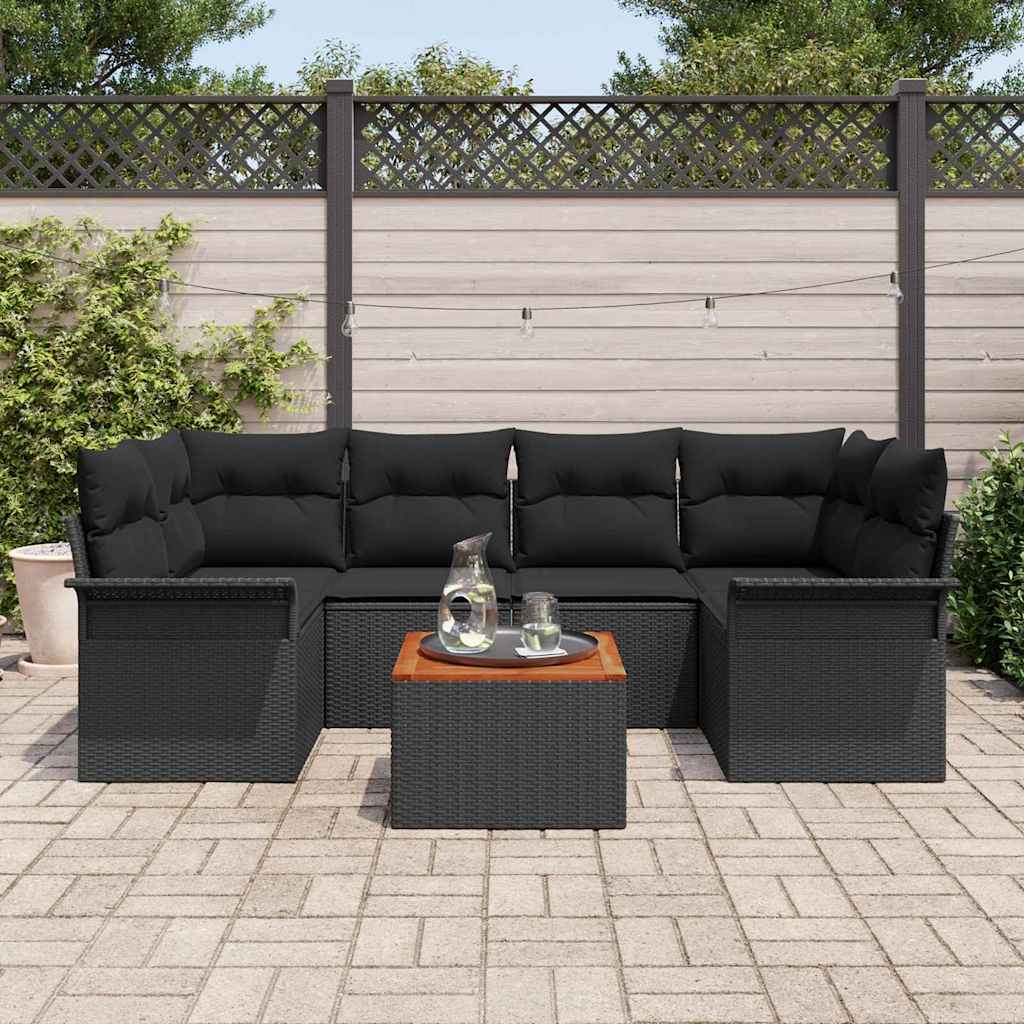 Set Divano da Giardino 7 pcs Grigio Poly Rattan - immagine 3
