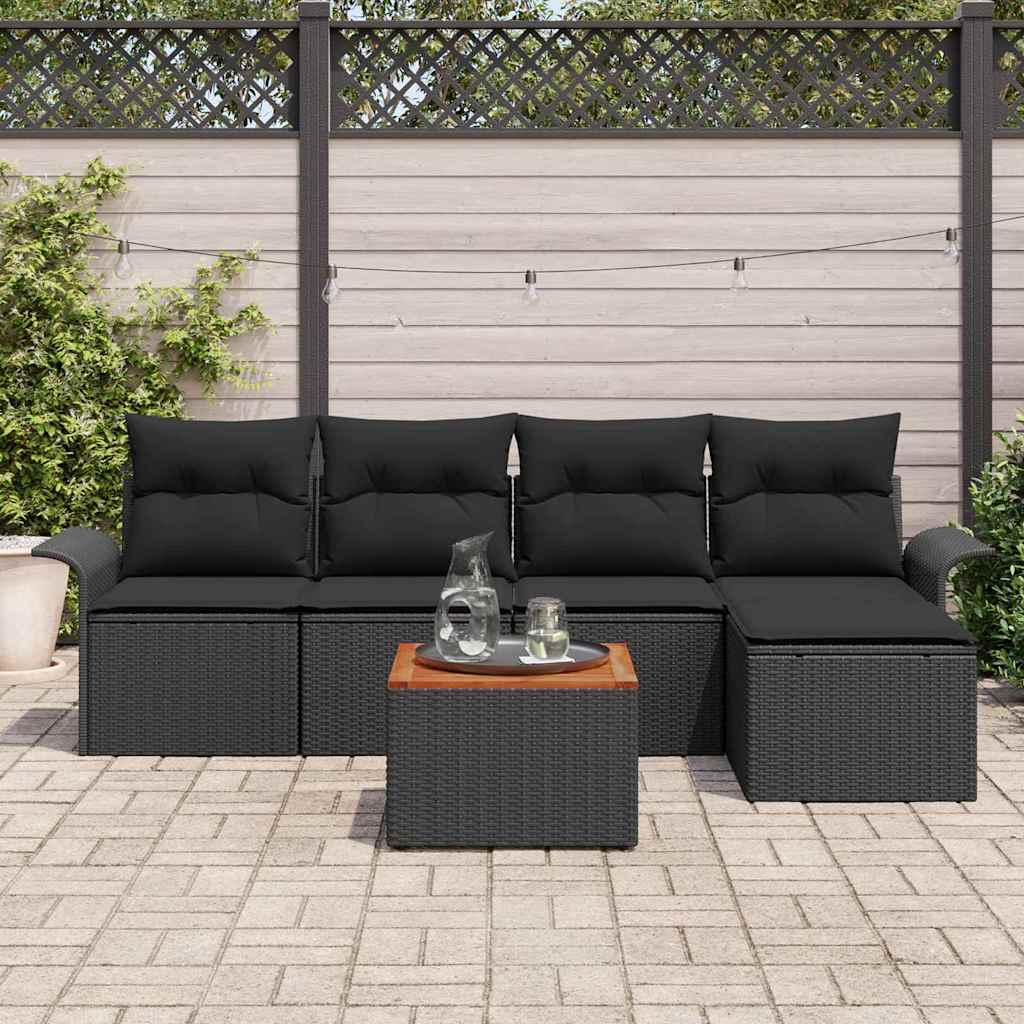 Set Divano da Giardino 6 pcs Nero Poly Rattan - immagine 3
