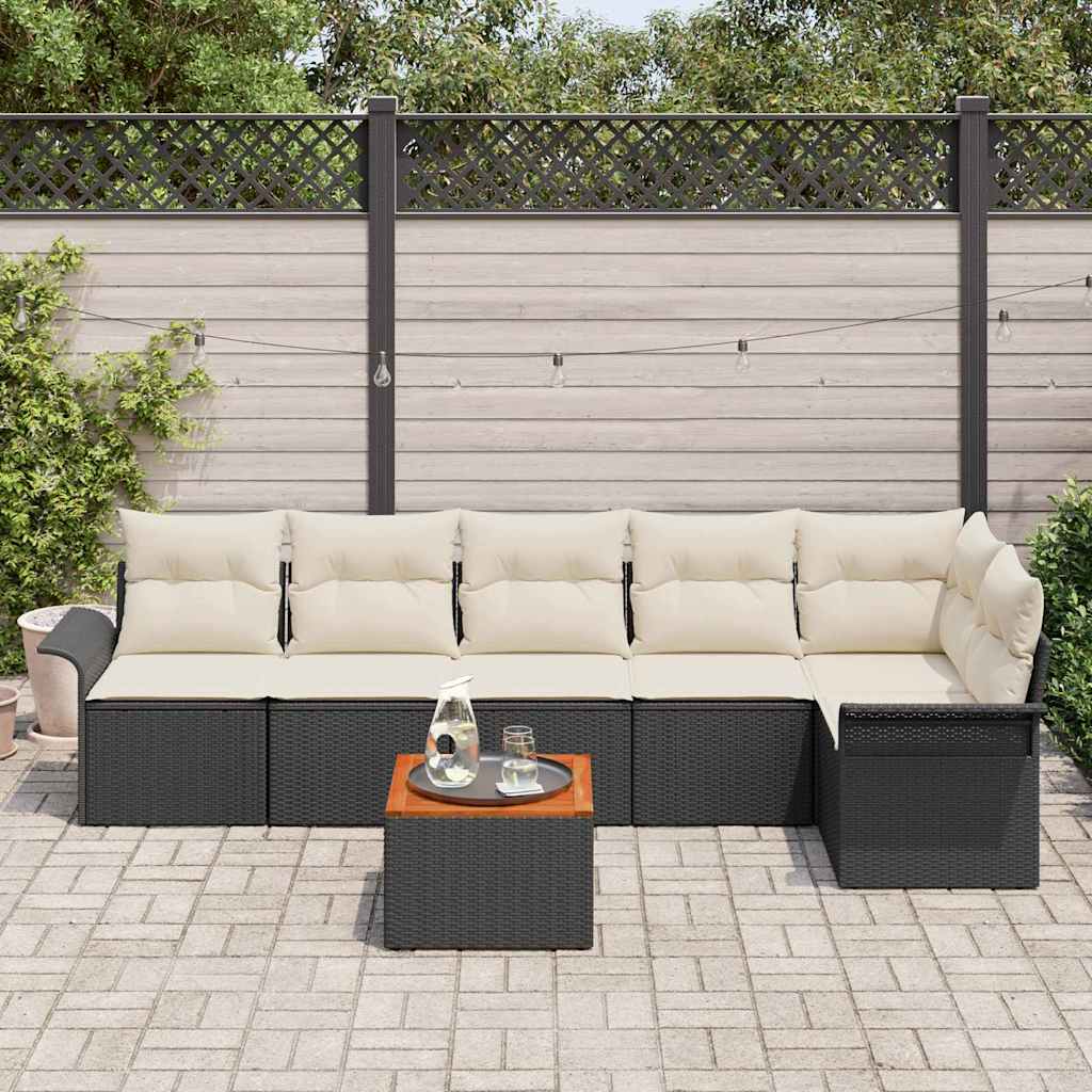 Set Divano da Giardino 7 pcs Nero Poly Rattan - immagine 3