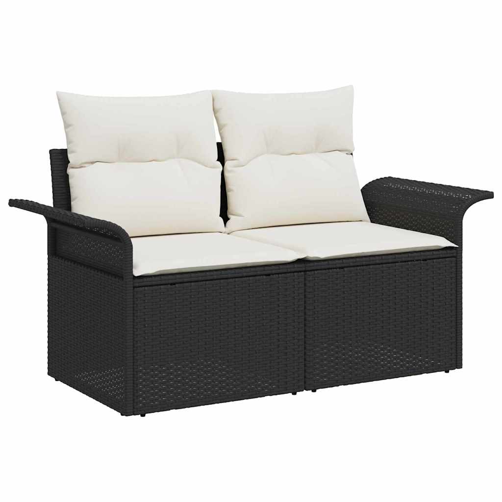 Set Divano da Giardino 7 pcs Nero Poly Rattan - immagine 4