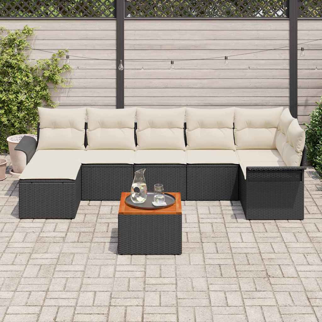 Set Divano da Giardino 8 pcs Nero Poly Rattan - immagine 3