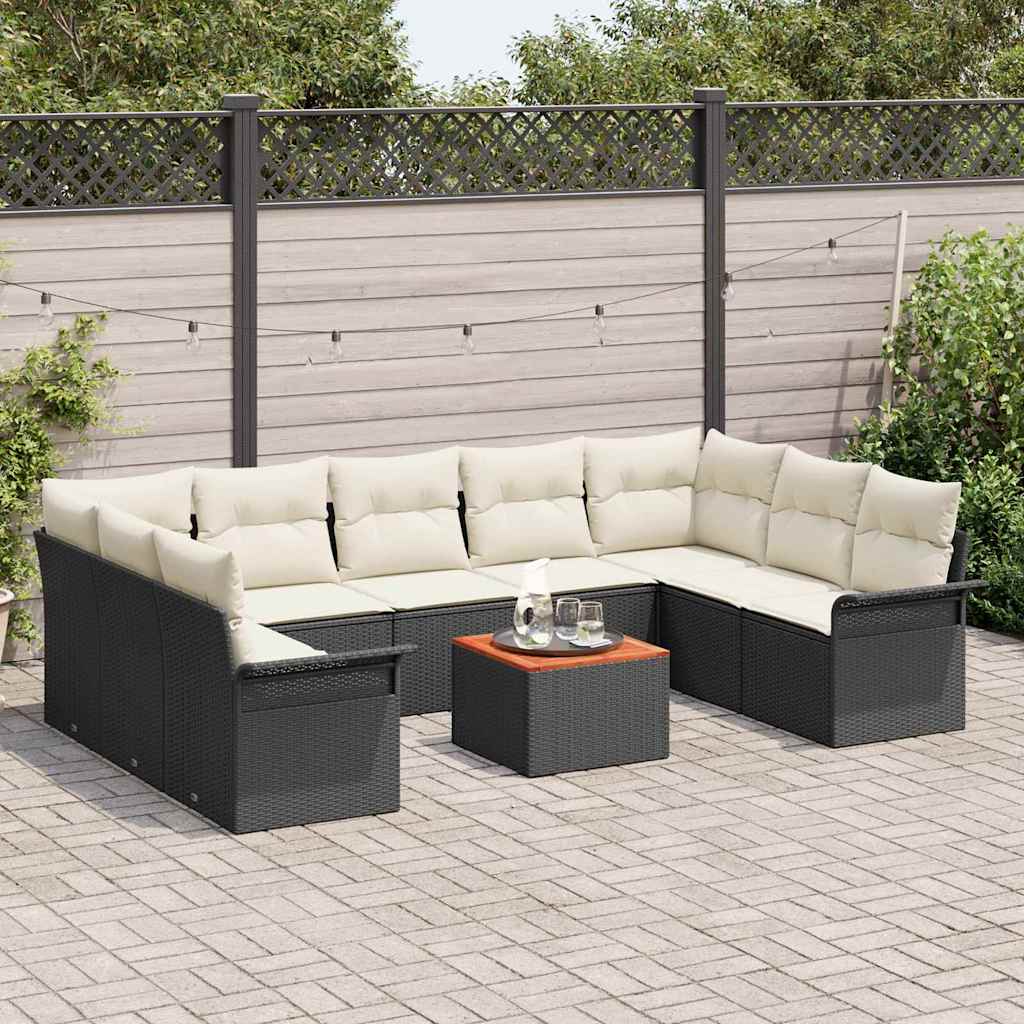 Set Divano da Giardino 10 pcs Grigio Poly Rattan - immagine 3