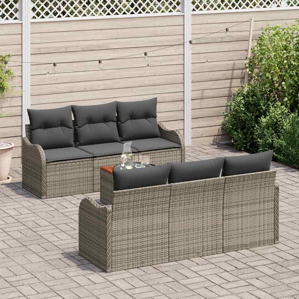 Set Divano da Giardino 7 pcs Grigio Poly Rattan - immagine 3