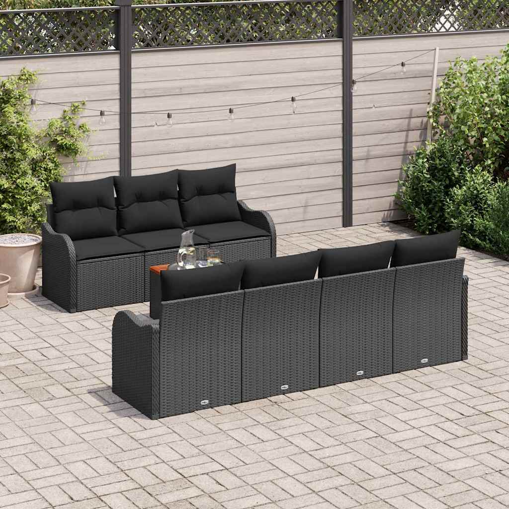 Set Divano da Giardino 8 pcs Nero Poly Rattan - immagine 3