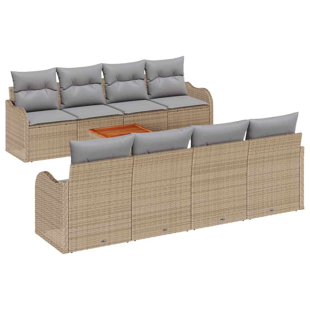Set Divano da Giardino 9 pcs Beige Poly Rattan - immagine 2