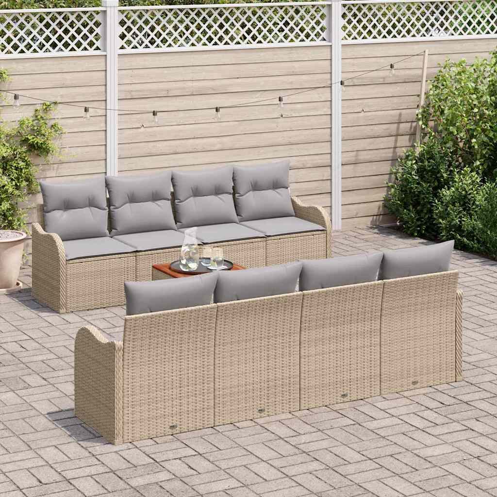 Set Divano da Giardino 9 pcs Beige Poly Rattan - immagine 3