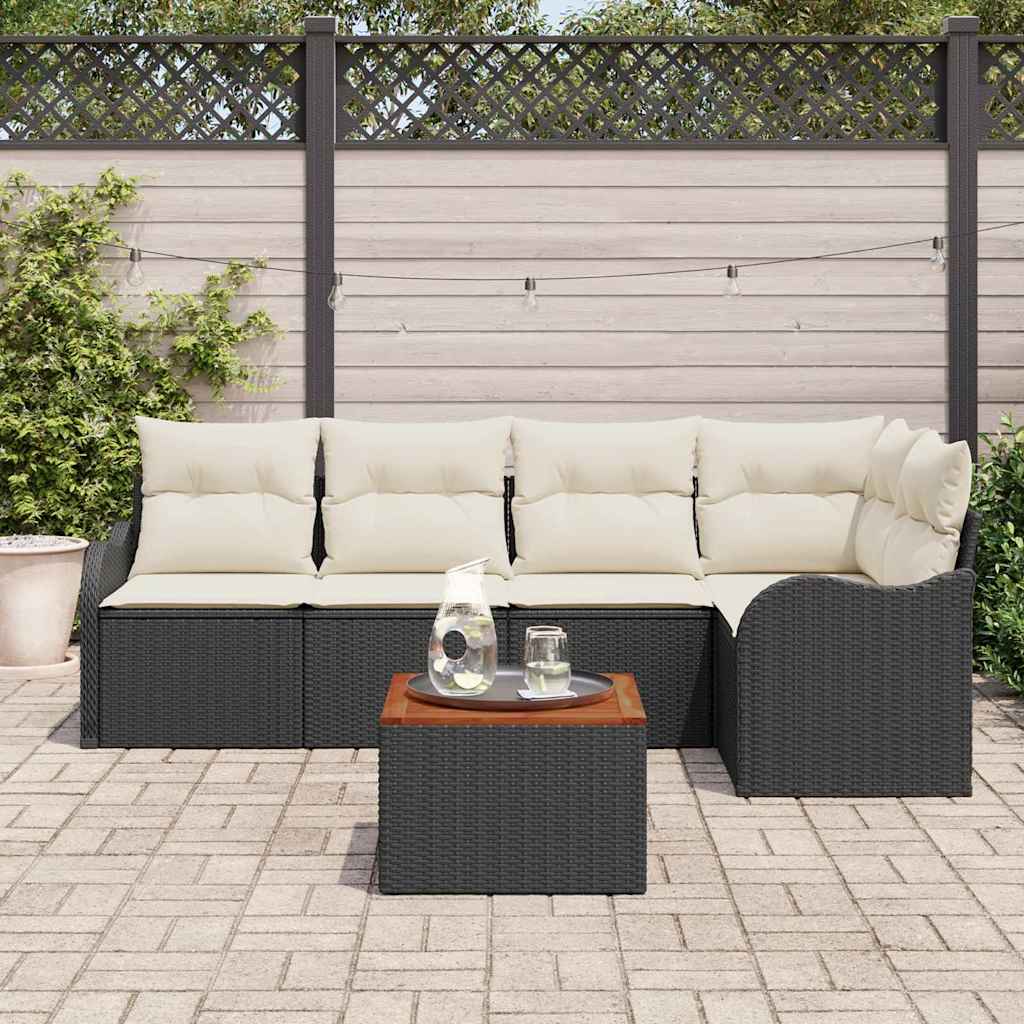 Set Divano da Giardino 6 pcs Nero Poly Rattan - immagine 3