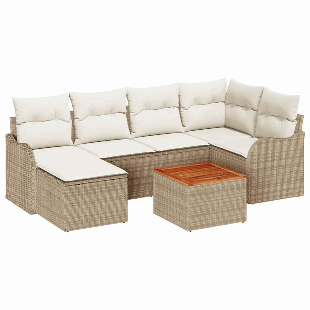 Set Divano da Giardino 7 pcs Beige Poly Rattan - immagine 2