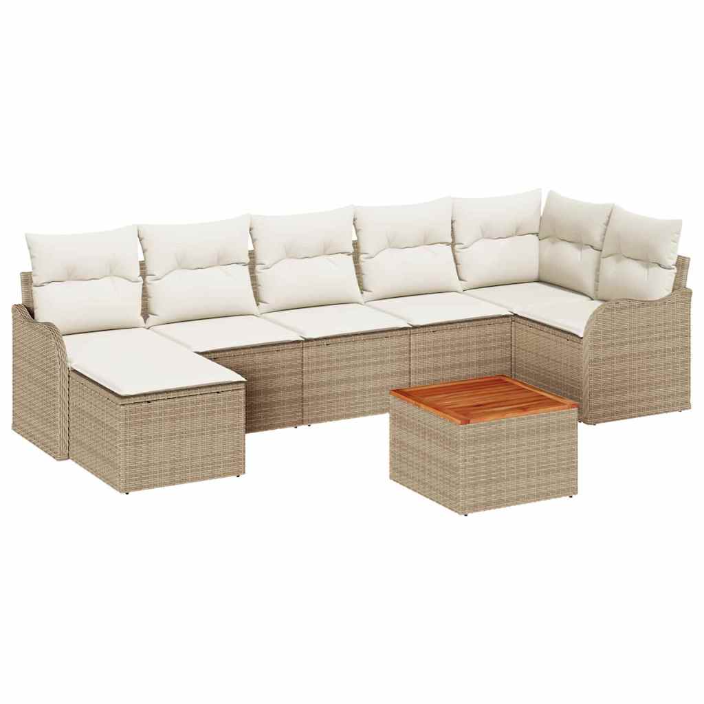 Set Divano da Giardino 8 pcs Beige Poly Rattan - immagine 2