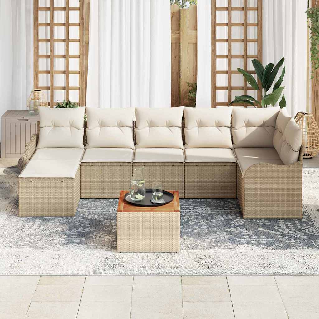 Set Divano da Giardino 8 pcs Beige Poly Rattan - immagine 3
