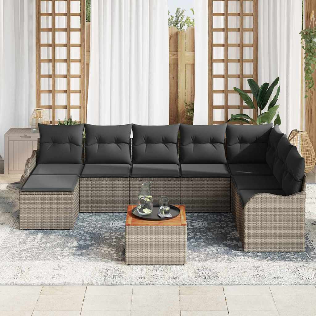 Set Divano da Giardino 9 pcs Grigio Poly Rattan - immagine 3