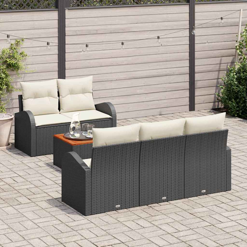 Set Divano da Giardino 6 pcs Nero Poly Rattan - immagine 3