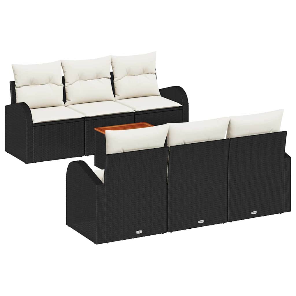 Set Divano da Giardino 7 pcs Nero Poly Rattan - immagine 2
