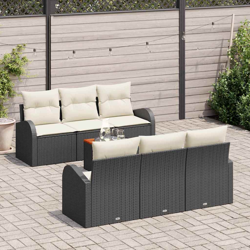 Set Divano da Giardino 7 pcs Nero Poly Rattan - immagine 3