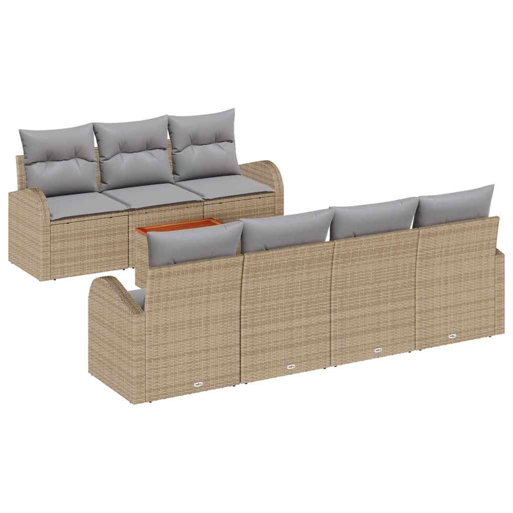 Set Divano da Giardino 8 pcs Beige Poly Rattan - immagine 2