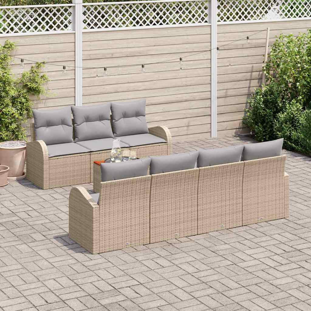 Set Divano da Giardino 8 pcs Beige Poly Rattan - immagine 3
