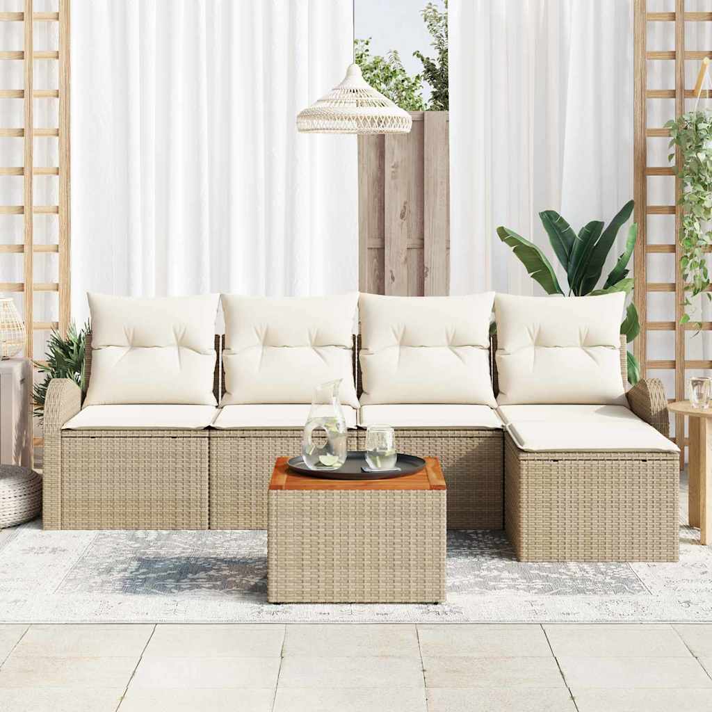 Set Divano da Giardino 6 pcs Beige Poly Rattan - immagine 3