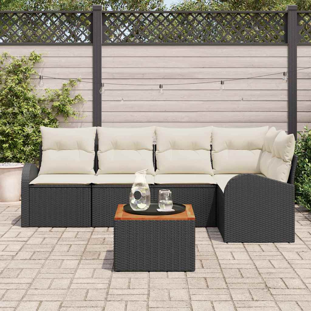 Set Divano da Giardino 6 pcs Nero Poly Rattan - immagine 3