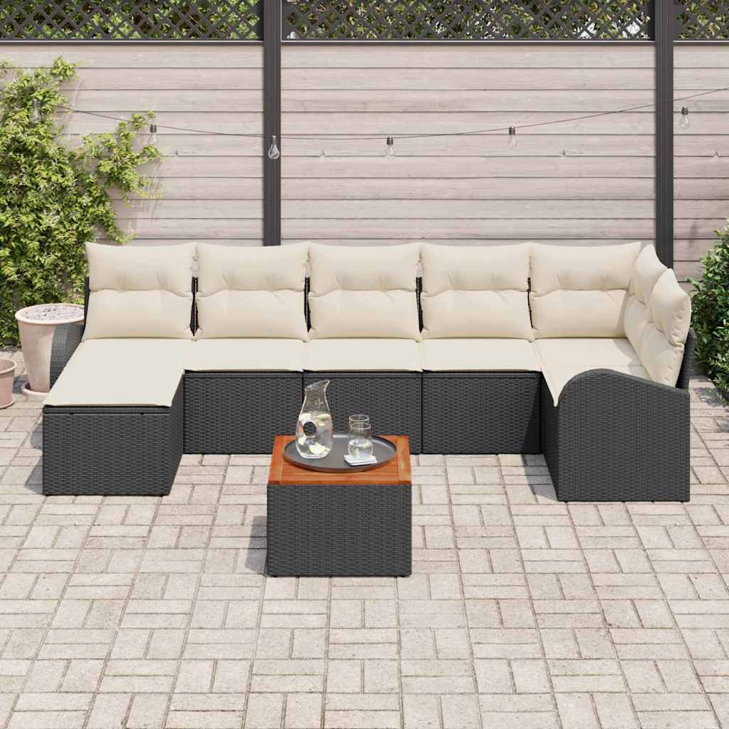 Set Divano da Giardino 8 pcs Nero Poly Rattan - immagine 3