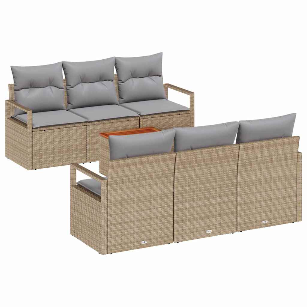 Set Divano da Giardino con cuscino 7 pcs Beige Poly Rattan - immagine 2