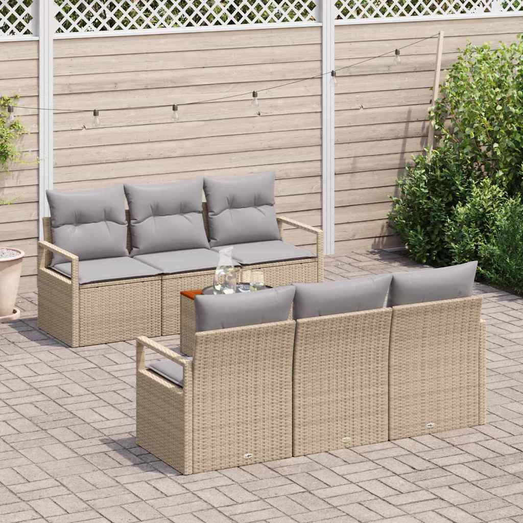 Set Divano da Giardino con cuscino 7 pcs Beige Poly Rattan - immagine 3