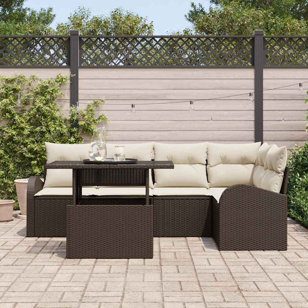 Set Divano da Giardino 6 pcs Marrone e crema 100 x 55 x 73 cm - immagine 3